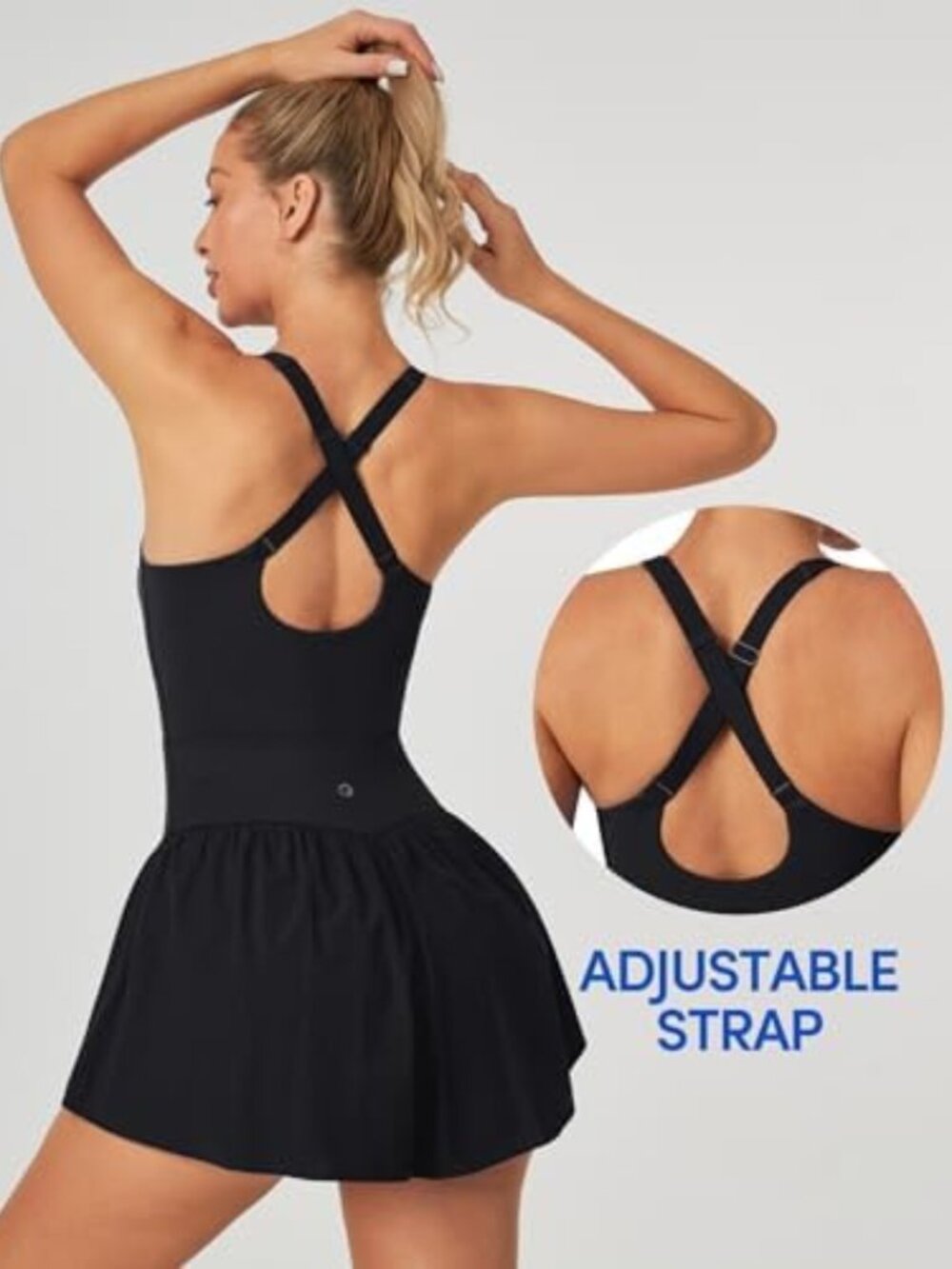 Summer Workout Romper Shorts with Tummy Control & Built-in Bra for Women - Picture 4 of 5